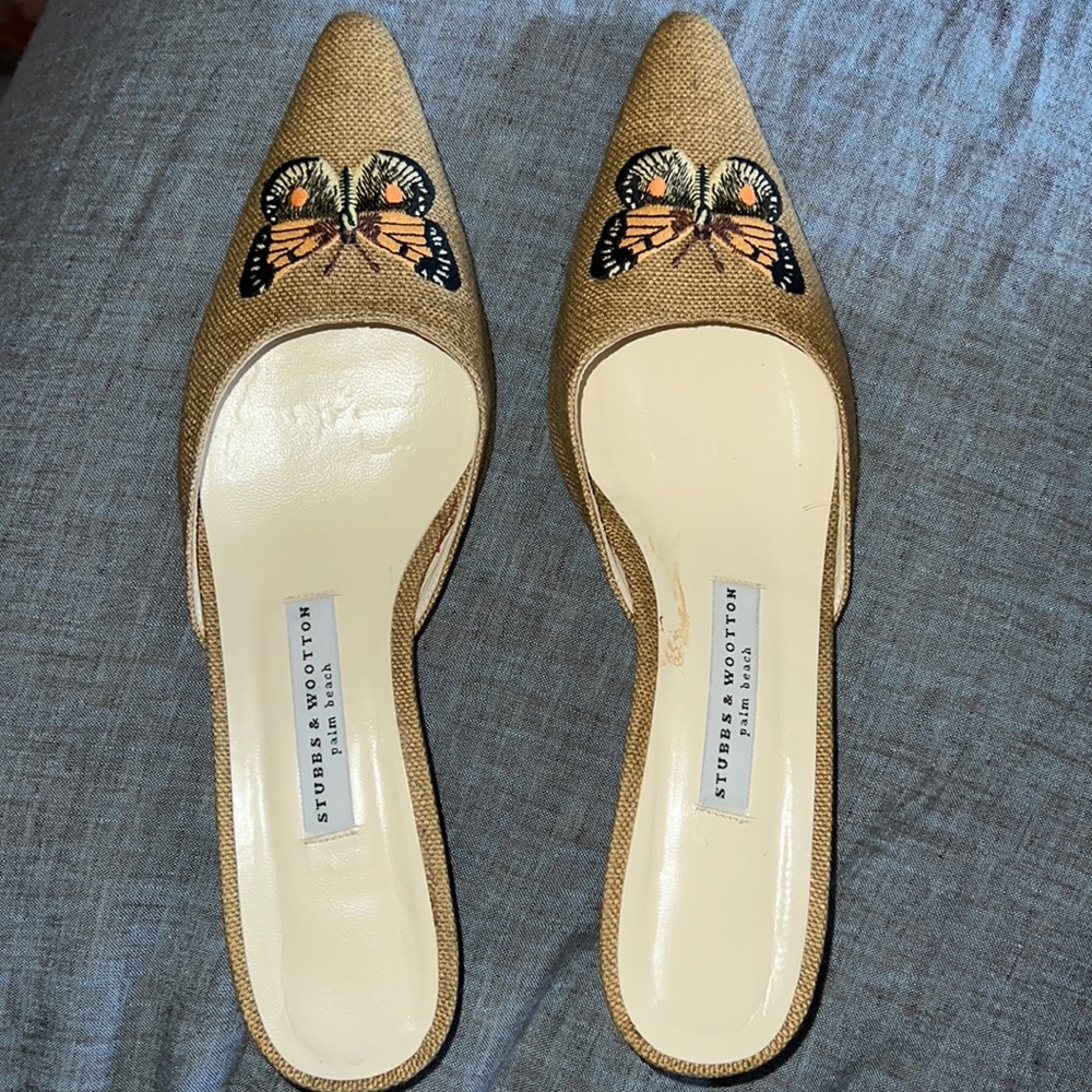 Linen Mules w/butterfly